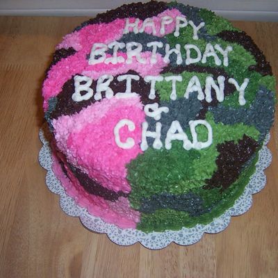 Pink And Green Camo Cake