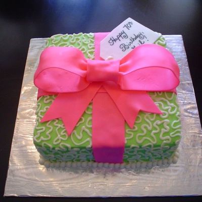 Green Gift With Pink Bow