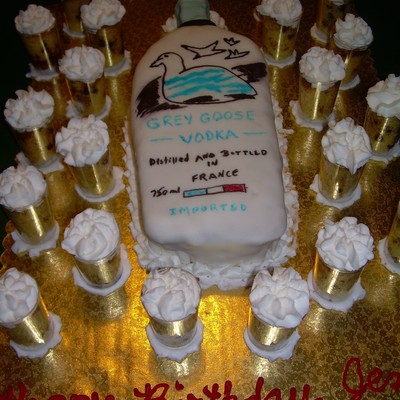 Grey Goose Vodka Bottle Cake And Cake Shot Glasses
