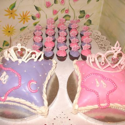 Pink And Purple Tiara Pillow Cakes
