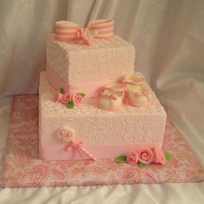 Pink Baby Shower With Little Shoes