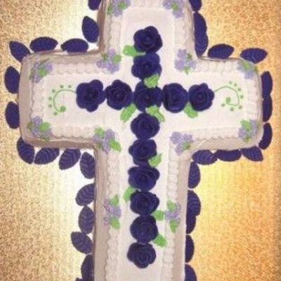 Cross Cake With Purple Candy Clay Roses