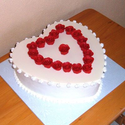 Heart Cake With Red Candy Clay Roses