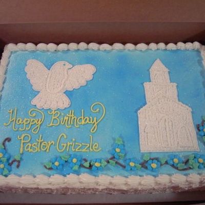 Church Dove Theme Birthday Cake
