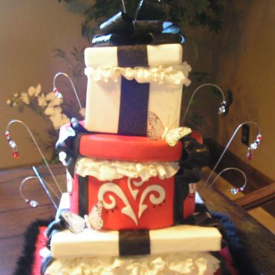 Red, Black & White Stacked Boxes