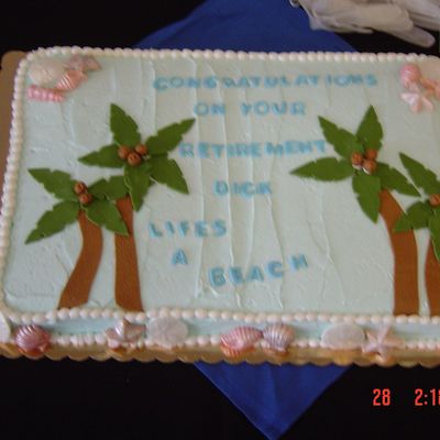 Beached Themed Retirement Cake