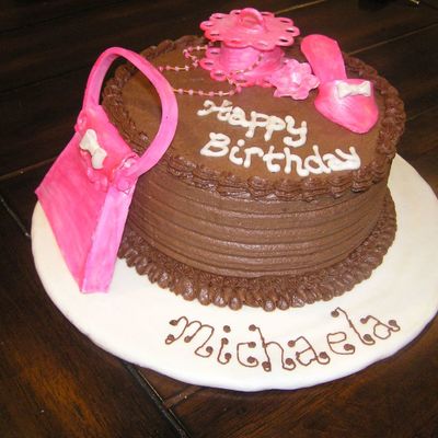 Chocolate Cake With Fondant Purse, Trinket Boxand Shoe