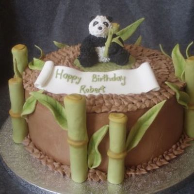 Panda And Bamboo Birthday Cake