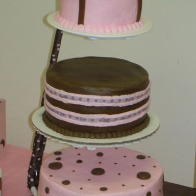 3-Tiered Pink And Brown