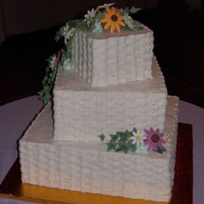 Back View Of Summer Wildflower Wedding Cake