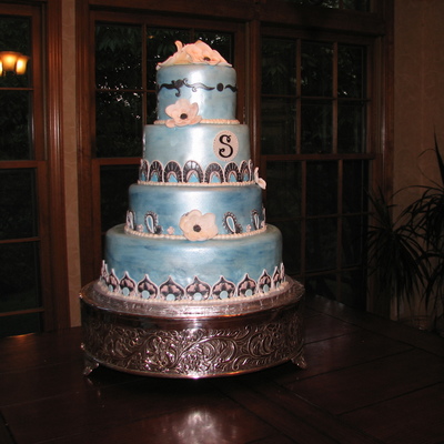 Blue Design Wedding Cake