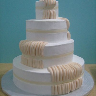 Ivory And White Pleated Fondant Cake