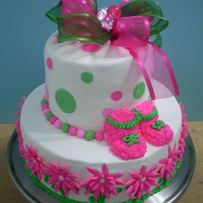 Pink Daisies And Pink Baby Booties