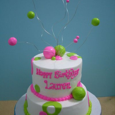 Lime Green And Pink Polka Dots