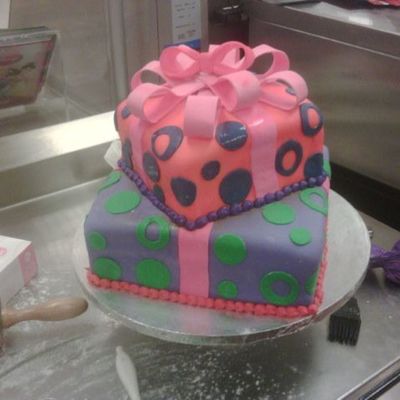 Purple And Orange Present Cake