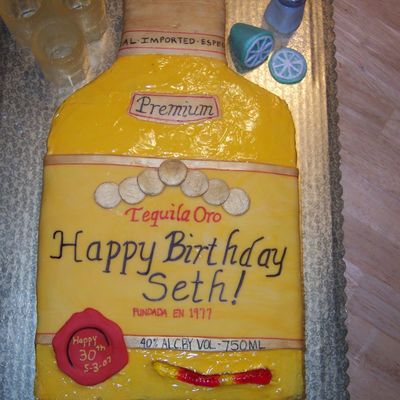 Tequila Bottle With Shot Glass, Lime & Salt