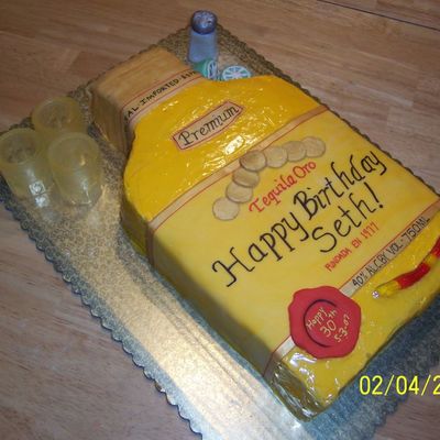 Tequila Bottle With Shot Glass, Lime & Salt