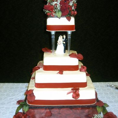 My Daughter And I Did This Cake Together For A Very Special Niece The Flowers On The Top Were Done By The Brides Grandmother My Mom So It