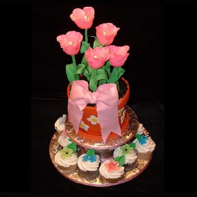 Pink Tulips In Flower Pot