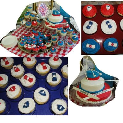 Red White Blue Ski Graduation Cake And Cupcake Bc Gumpaste