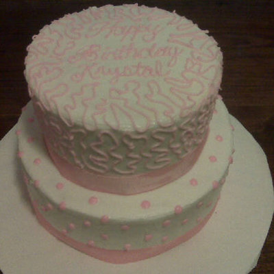 2 Tier White And Pink Cake