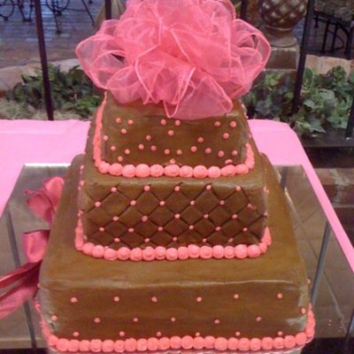 3 Tier Chocolate And Pink Cake