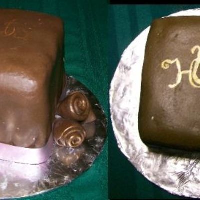 Square Cake Covered In Chocolate Mmf