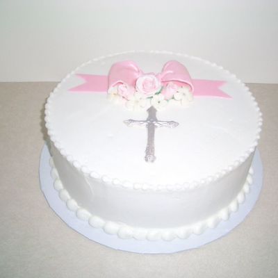 White And Pink Christening Or First Communion
