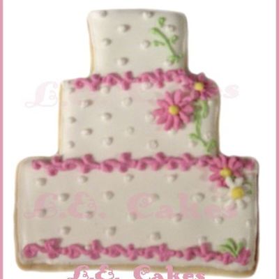 Pink Daises Wedding Cookie