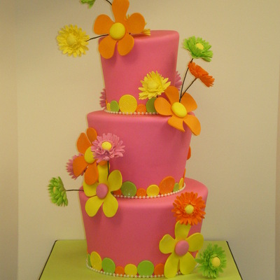 Fun And Funky Gerber Daisy Mad Hatter Cake