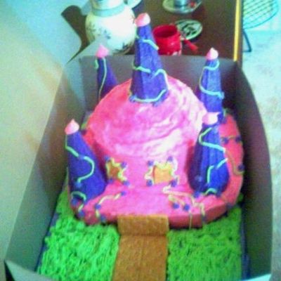 Pink Castle With Purple Sparkle Turrets