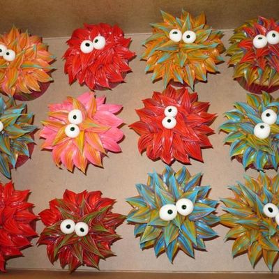 Multi Colored Monster Cupcakes