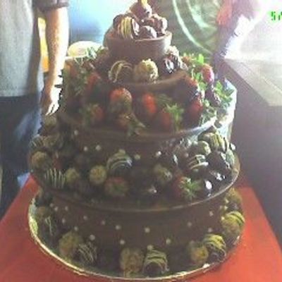 Chocolate Cake With Truffles And Chocolate Covered Strawberries