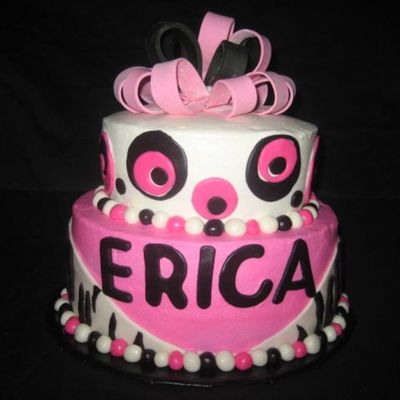 Pink And Black Birthday Cake