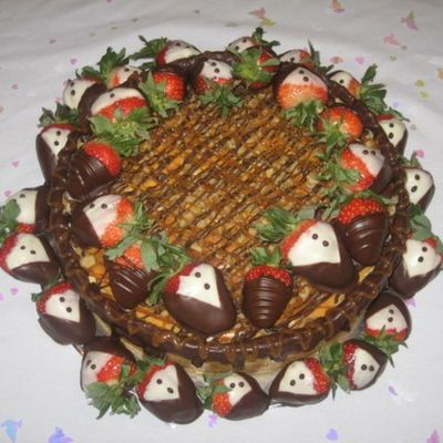 Strawberry Covered Turtle Cheesecake