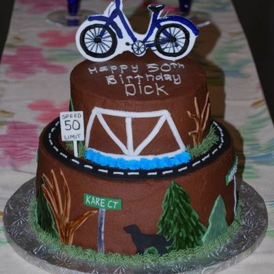 Bicycling Themed Cake For A 50Th Birthday
