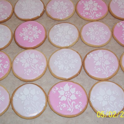 Pink Stenciled Sugar Cookies