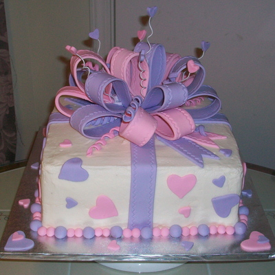 Heart Birthday Present Cake