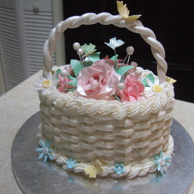 Flower Basket Of Happy Roses