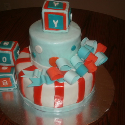 Blue And Orange Baby Shower Cake