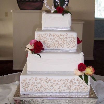 Fondant Wedding With Scroll Work And Draping