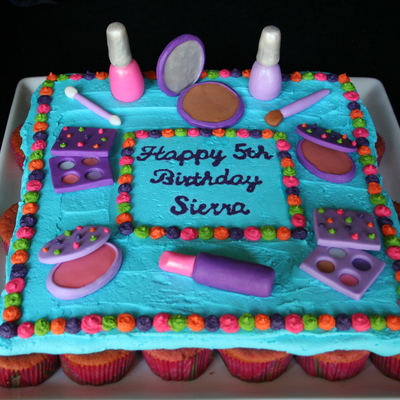 Make-Up Party Cupcake Cake
