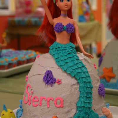 Little Mermaid Sitting On A Rock Cake