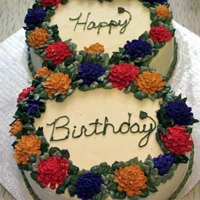 Birthday Cake With Royal Icing Mums