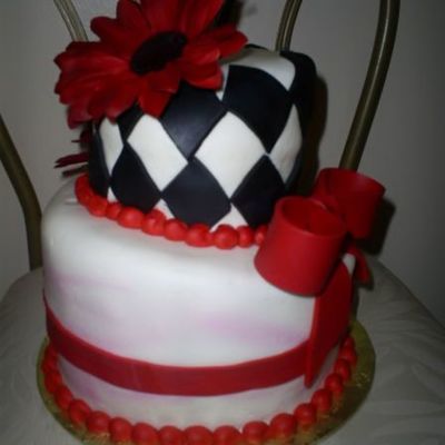 Black And Red Topsy Turvy Cake