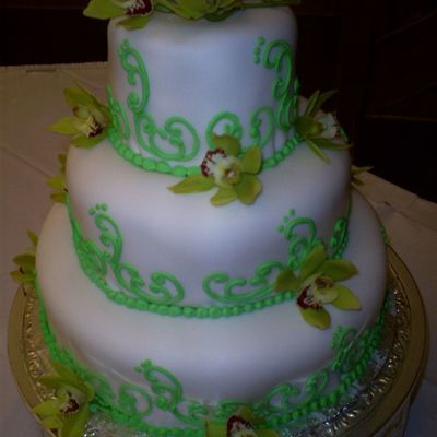 Green Orchid Wedding Cake