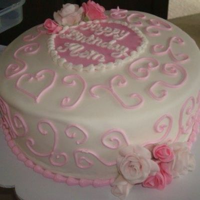 Pink And White Birthday Cake!