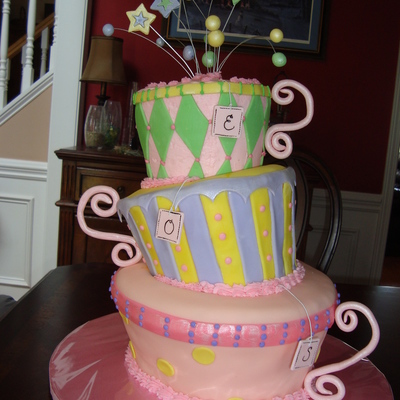 Tilted Teacup Birthday Cake
