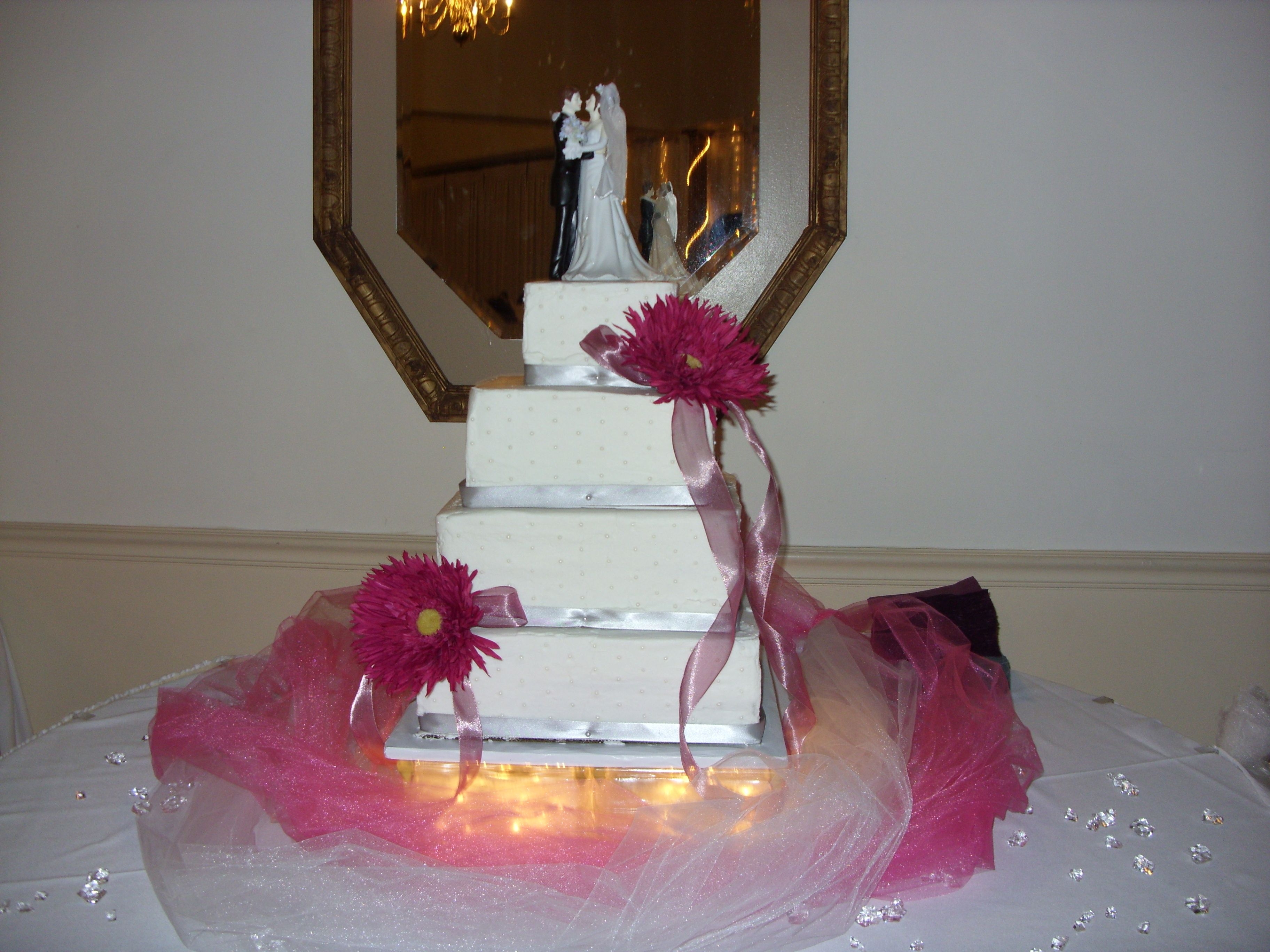 Square Wedding Cake With Pearls