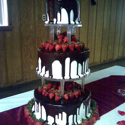 Wedding Cake With Choc Ganache And Strawberries